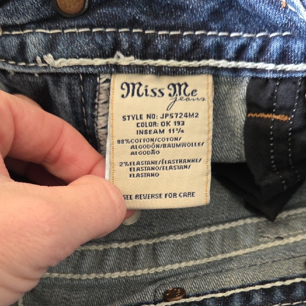 Miss Me Dark Blue Denim Shorts - Picture 11 of 12